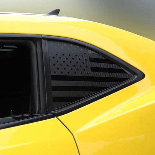 Cuarto de ventana trasero de fibra de carbono bandera de EE. UU. moldura adhesiva para Chevy Camaro 2010-15 - Imagen 5 de 9