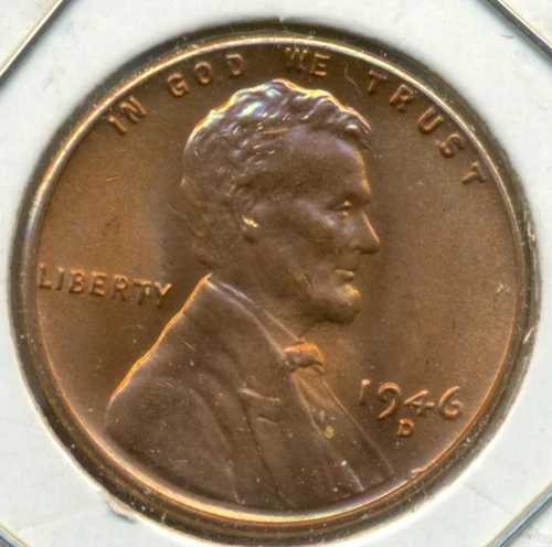 1946-D LINCOLN CENT, GEM BRILLIANT UNCIRCULATED RED, GREAT PRICE!