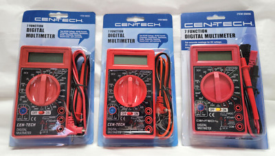 Lot of 3 CENTECH 7 Function Digital Multimeter Electrical Test Meter #98025