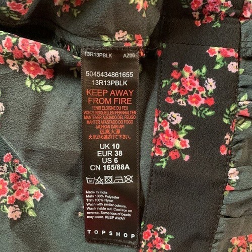Blusa Top Topshop Negra Multi Cuentas Floral Para Mujer Talla 6 Nueva Con Etiquetas - Imagen 11 de 15