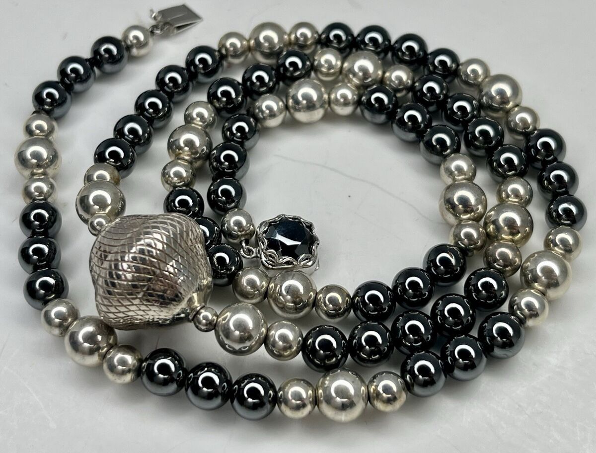 ◆VINTAGE HOLLYWOOD◆ Galaxy Ball Beads Necklace VH2335NE006 Vintage Sterling Silver Rhinestone Box Clasp Graduated Ball