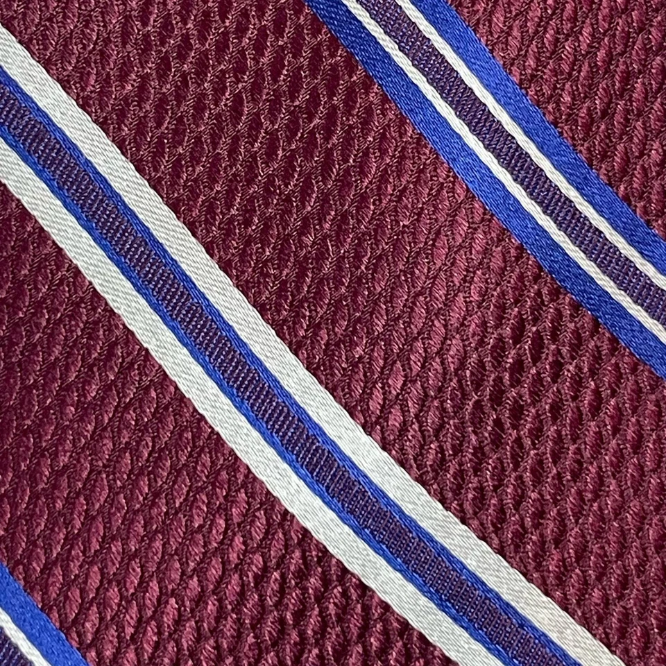 Gravata masculina listrada azul marrom branca Alan Riverer - Imagem 3 de 4