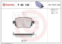 Brembo P 85 135X Bremsbelagsatz, Scheibenbremse FüR Audi Seat Skoda VW