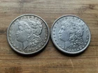 US Morgan Silver Dollars 2 coins circulated details Pre 1904 Lot W15