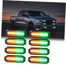 led strobe lights for trucks 8pcs 12-LED Surface Mount Flashing Green/Amber