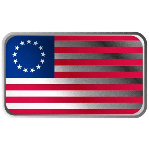 Betsy Ross Flag 1 oz Silver Bar - Full Color .999 Silver Bullion Bar in Capsule