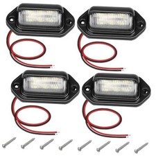 White LED License Plate Lights, 6-SMD Waterproof Tag Lights  12V-24V DC 4 PCS