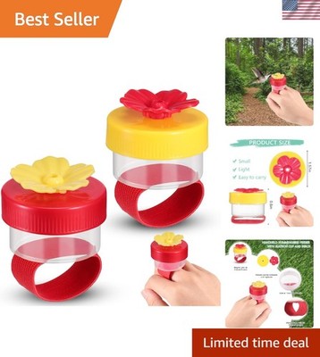 2-Piece Flower-Shaped Hummingbird Wrist Feeder for Nature Lovers - Easy-Refill