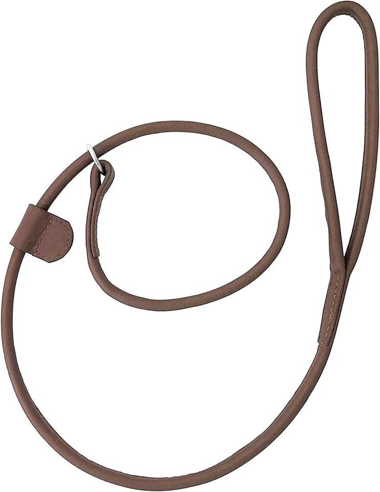 NEW HAND-MADE LOOP BROWN SOFT LEATHER DOG LEASH LEAD TRAINING SLIP ROLLED SHOW - Image 2 of 2