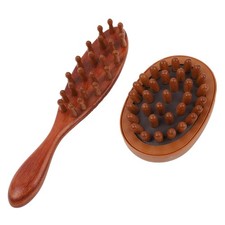 2 Pcs Loc Brush for Dreads, Wooden Long Handle Scalp Massage Wide Tooth Brown