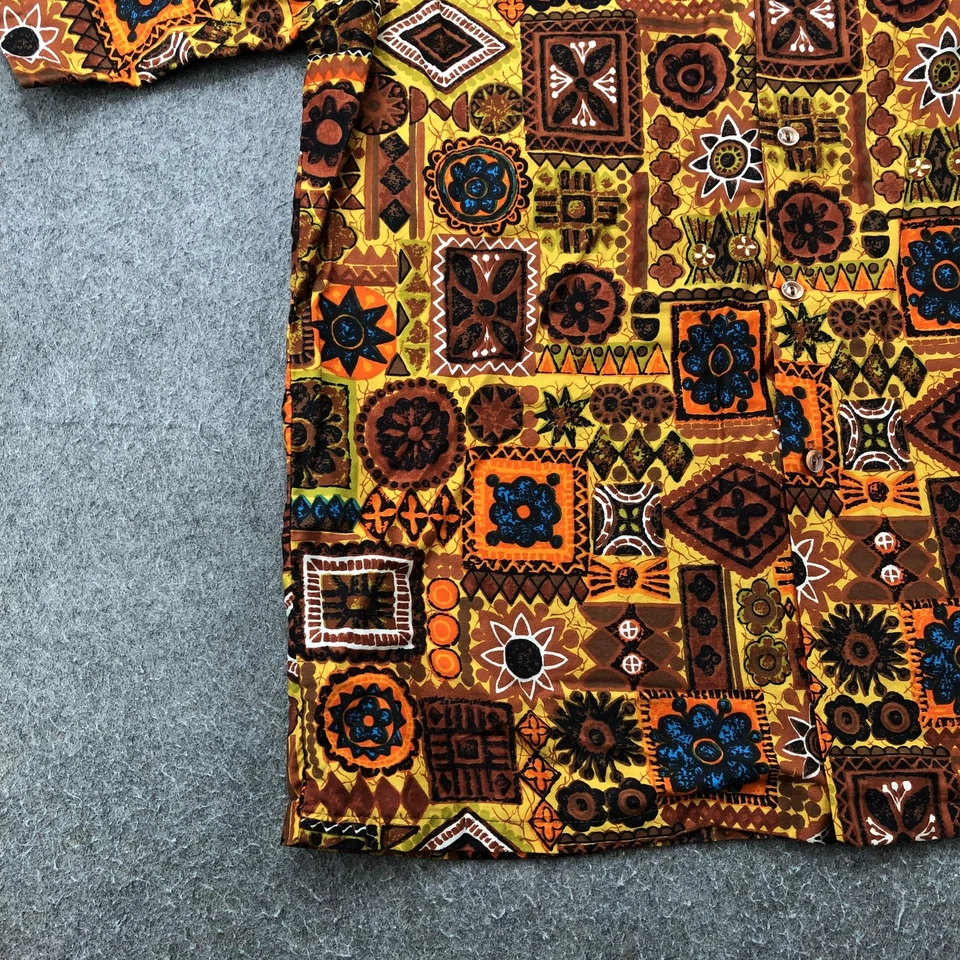 Camisa De Colección Barefoot In Paradise Para Hombre Grande Marrón Naranja Hawaiana Aloha Tiki Foto 2 de 4