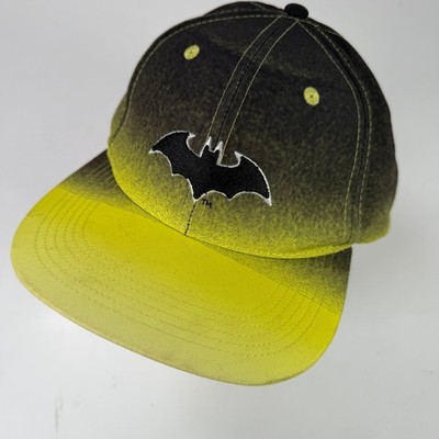 Six Flags Batman Snapback Hat Men's Adjustable Black Yellow Fade DC Comics