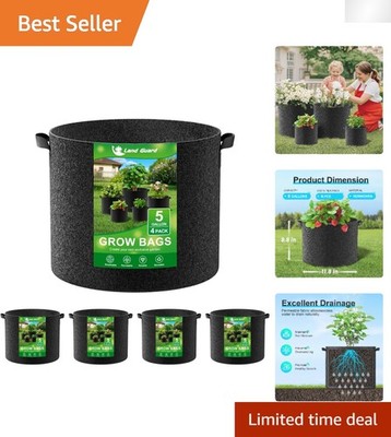 4-Count Fabric Grow Bags, 5 Gallon - Versatile & Breathable Garden Pots