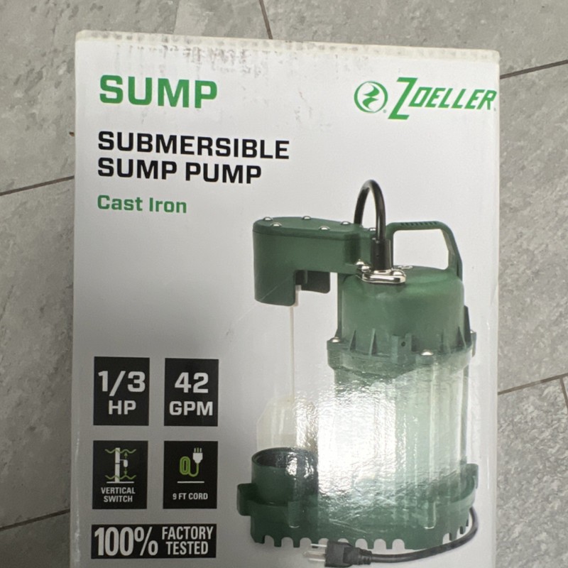 Zoeller Submersible Sump Pump 1/3 HP Cast Iron 42 GPM Vertical Switch