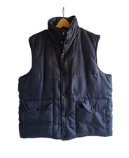 Vintage EXSTO Men's Sz XL Puffer Vest Navy Blue Snap Snow Ski Retro