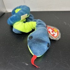 TY Beanie Baby Hissy 1997 Blue/Yellow Snake With Tag 19" Plush Toy USA PE