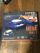 Intex Mega Chill 2 Inflatable Floating Cooler Blue/Grey, 48"x38"