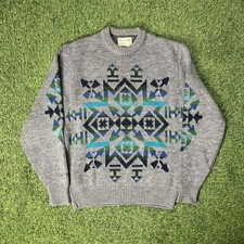 Vintage 80s Pendleton Western Wear Native Sweater Size Medium Wool Knit Grandpa