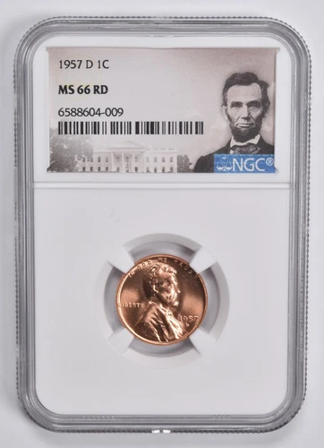 MS66 RD 1957-D Lincoln Wheat Cent Penny NGC Special Lbl *8118