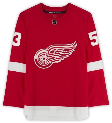 Moritz Seider Trikot Detroit Red Wings signiert rot Adidas Authentic - Bild 3 von 5