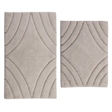 Knightsbridge Traditional Diamond Design 2 PC Cotton Bath Rug Set Ivory