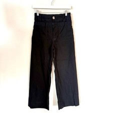 Anthropologie Maeve Black Colette Cropped Wide Leg Pants Size 27