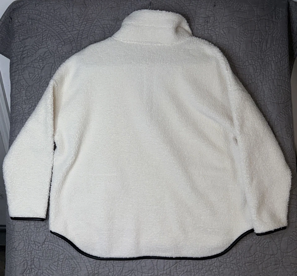 Nuevo sin etiquetas Suéter Lilly Pulitzer Para Mujer Mediano Dolorido Sherpa 1/4 Cremallera Blanco Vacaciones Foto 3 de 4