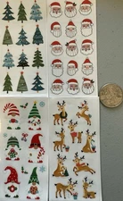 sticky pix stickers very small Santa Reindeer Christmas Tree Elf Gnome Set Of 4