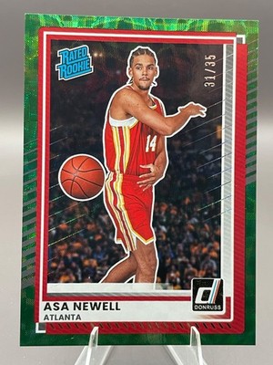 ASA NEWELL rc #'d/35 Rated Rookie Green Scope #14 2025-26 Panini Donruss HAWKS