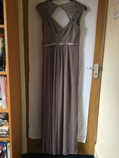 Davids size 10 sleeveless bridal dress mauve lace across shoulder zip closure