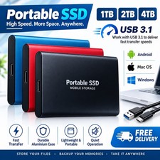 Externe SSD 1TB 2TB 4TB Tragbar USB Highspeed Festplatte Speicher PC Laptop Mac
