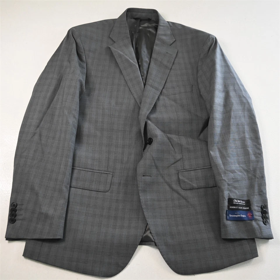 NUEVO Traje de hombro suave moderno Ermenegildo Zegna 42R 34x32 gris a cuadros 100 % lana Foto 2 de 4