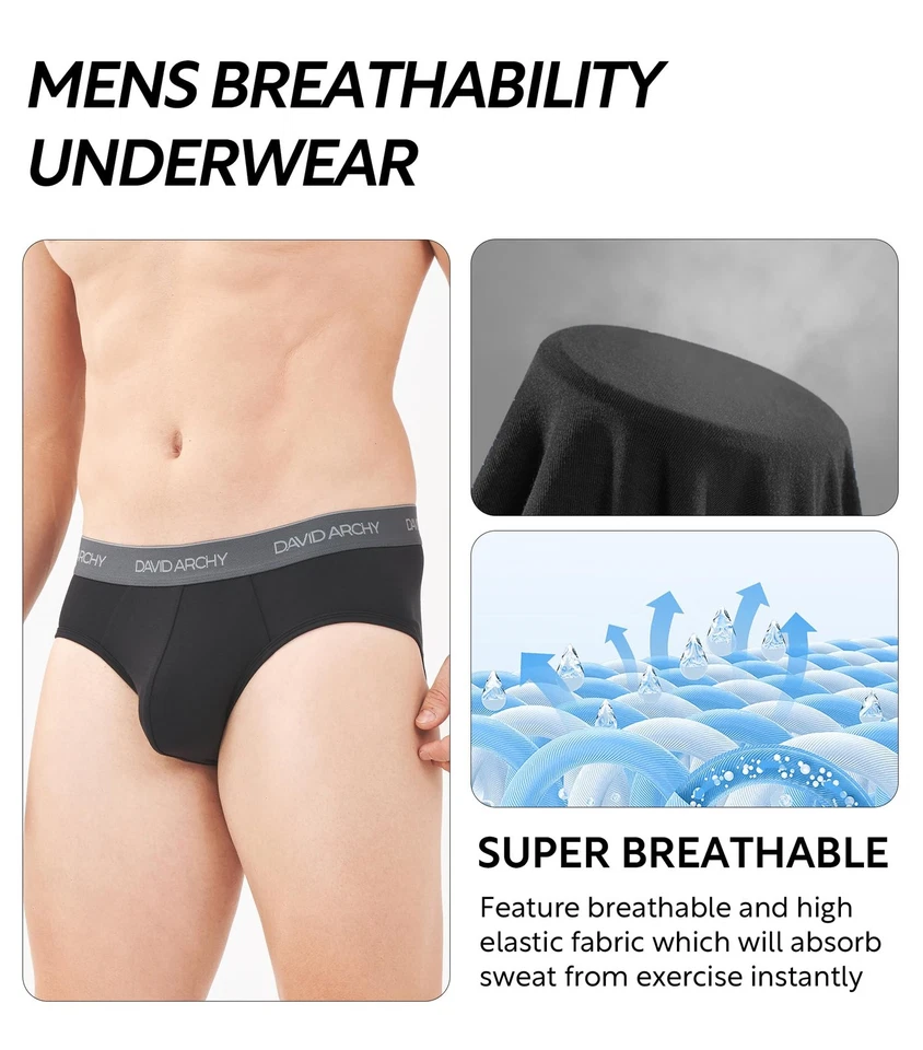 Men's Bamboo Rayon Briefs 7 Pack - Breathable, Soft, Lightweight, Pouch Under... - Image 3 of 4