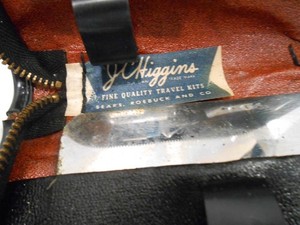 Vtg JC Higgins Sears Travel Kit Leather Case, with a few items