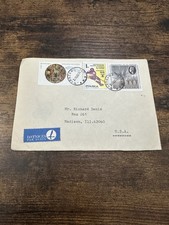 Vintage 1976 Polish Postal Envelope Cover Air Mail With 3 Stamps Free Shipping