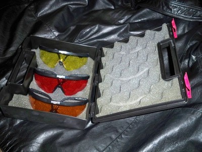 3 SHOOTING GLASSES : RED YELLOW ORANGE  , WITH BOX - SPORT NOS *USA SELLER