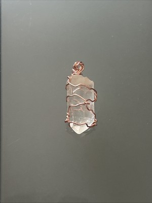 Handmade Copper Wrapped Clear Quartz Crystal Pendant