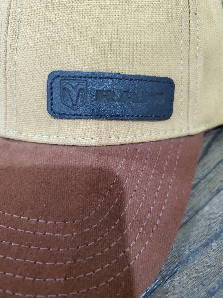 Parche de cuero Dodge Ram, tapa de lona, talla única, marrón Foto 2 de 4