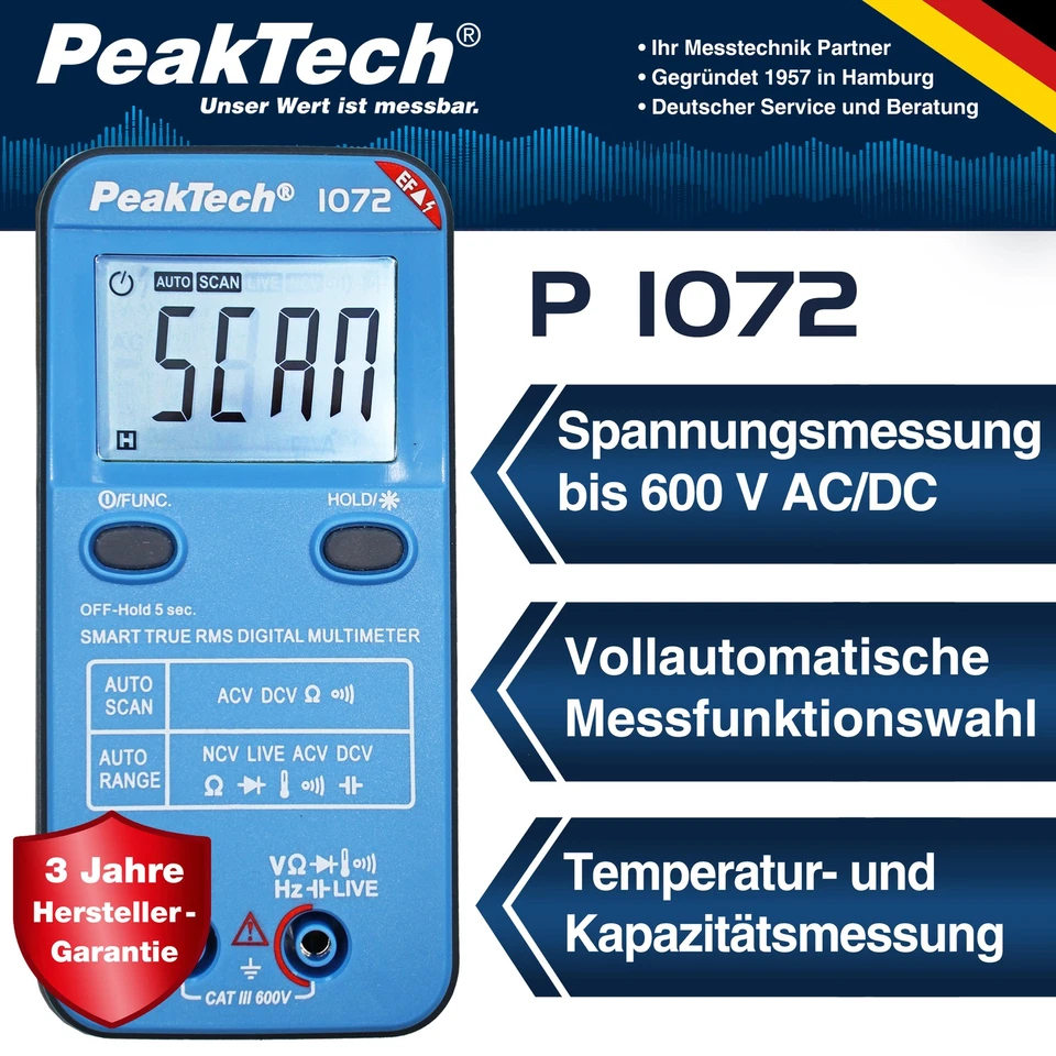 PeakTech P 1072 – Digital Multimeter, Strommessgerät, Spannungsprüfer - Bild 2 von 4