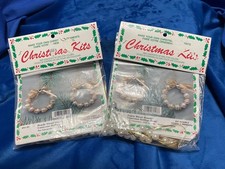 NIP Mac Enterprises Christmas Kits 2 Wired Wreaths Faux Pearls w Gold Trim VTG