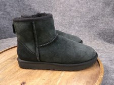 UGG Classic Mini II Black Suede 1016222 Women's Size 7 US Winter Boots Sheepskin