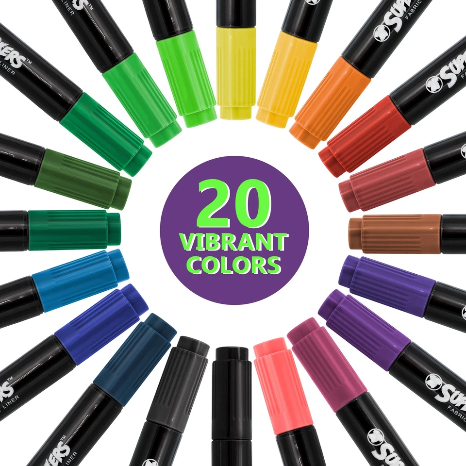 Crazy Colors Fabric Dual Tip Markers Vibrant & Pastel 40 Color Set Chisel & Fine - Image 3 of 4