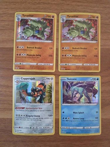 4 POKEMON card lot 2020 Darkness Ablaze Holo TYRANITAR Cooperajah SUICUNE