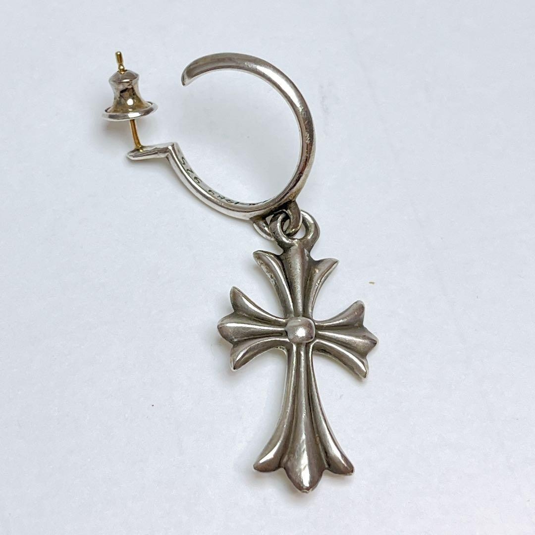 Chrome Hearts Tiny CH Cross Hoop Earrings 925 Silver 14K Gold Post