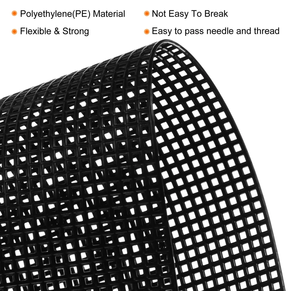Darice 4-Pack Plastic Mesh Canvas Sheets 10.24x13.19 in 7 Count 1.8mm Hole Black - Image 3 of 4