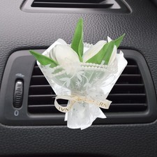 White Rose Dried Flower Bouquet, Car Vent Clip Scent Diffuser, Style 2
