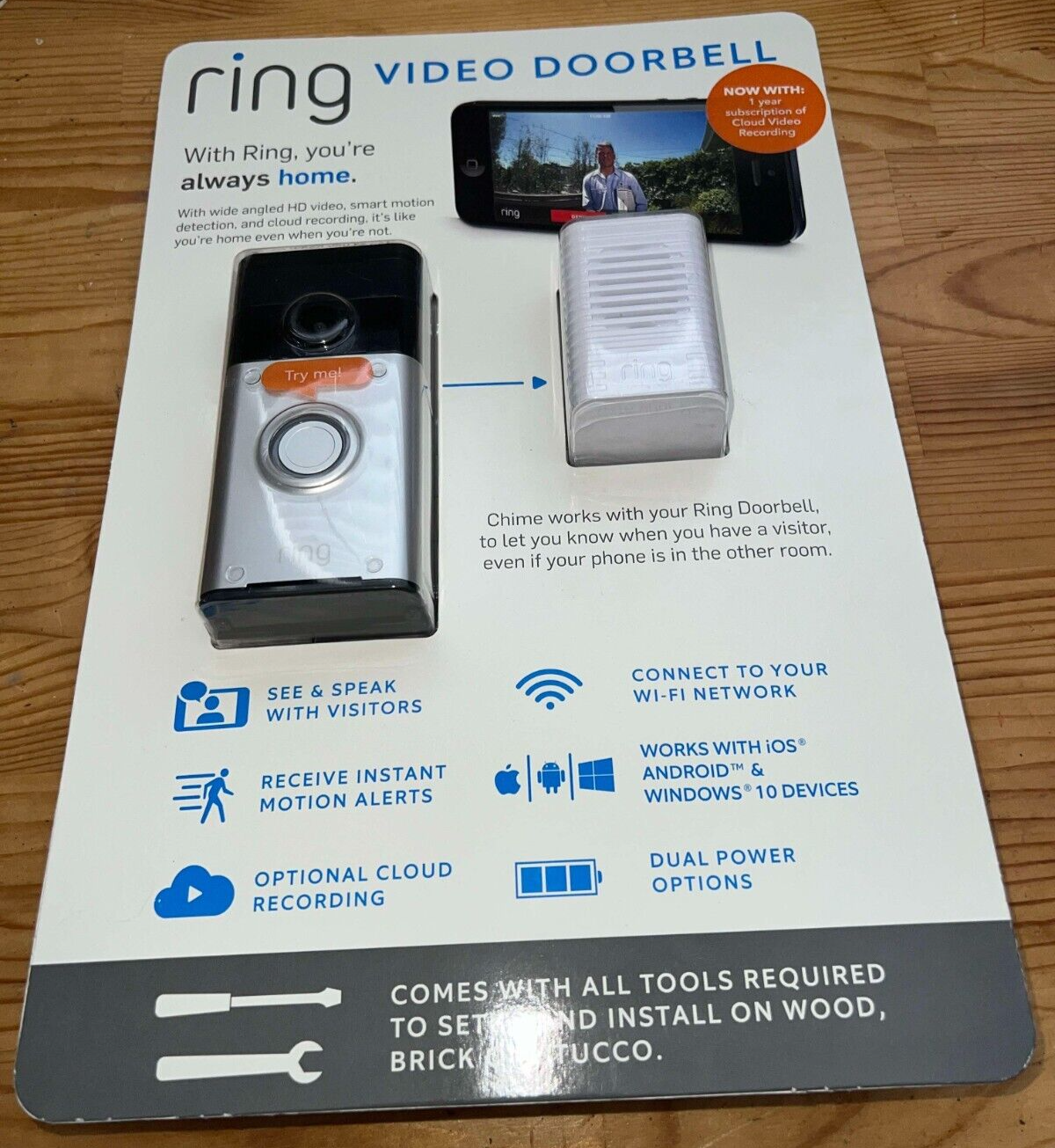 Ring Video Doorbell Camera Bundle With Ring Chime NEW
