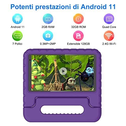 Tablet für Kinder 7 Zoll Android 11 Tablet 32 GB TF 128 GB | Kindererziehung ... - Bild 6 von 7