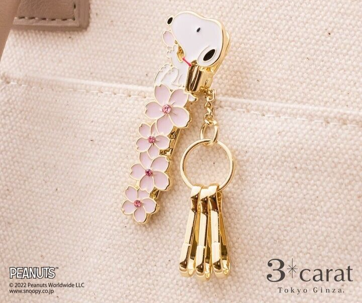 Peanuts Snoopy Bag Key Clip MINI Snoopy & Sakura Cherry