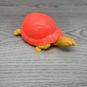 Vintage Imperial Toys Orange and Yellow Plastic Turtle 6 inch Figure